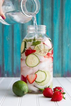 Strawberry Lime and Mint Water